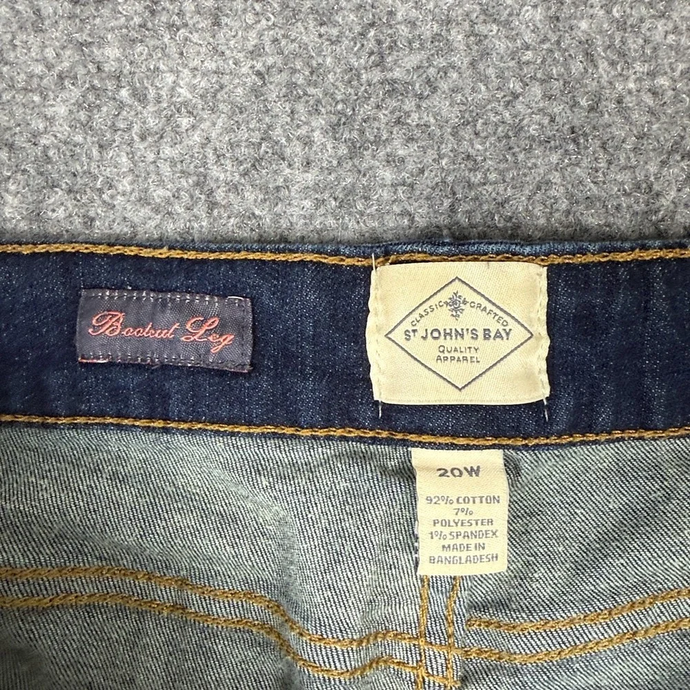St‎ Johns Bay Bootcut Jeans Womens 20W Dark Wash Stretch Denim Plus Size Blue